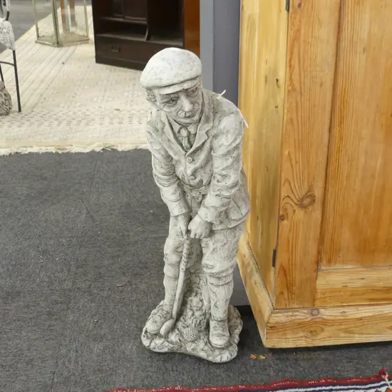CONRETE GARDEN STATUE MALE GOLFER H.620mm