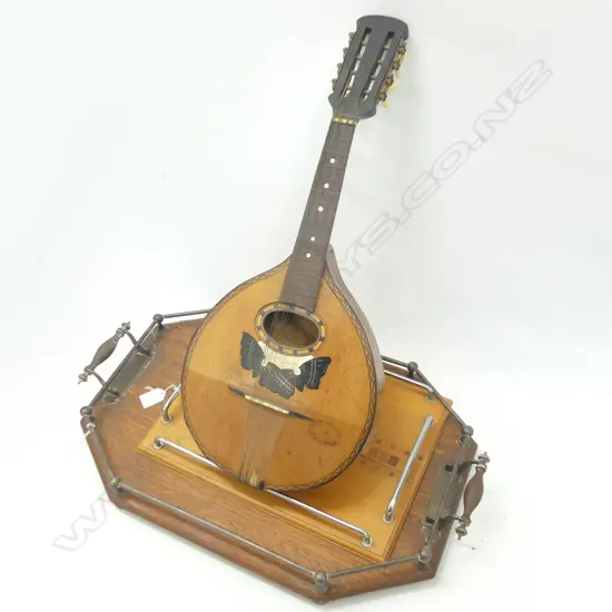 3 ITEMS ITALIAN MANDOLIN & 2 WOODEN TRAYS ( ONE SOVEREIGN TIMBERS)