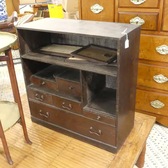 MEIJI DISPLAY CABINET MULBERRY & PAULOWNIA COPPER HANDLES H.600mm