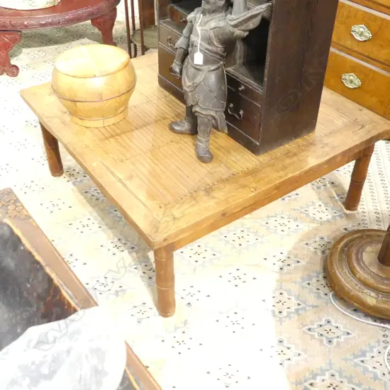 RUSTIC WOOD & BAMBOO SQUARE COFFEE TABLE 1000x1000x400mm