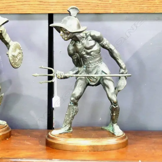 ITALIAN BRONZED SPELTER SOLDIER FIGURE w. TRIDENT H.430mm