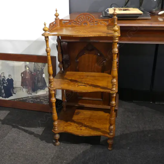 VICTORIAN 3 TIERED INLAID WHATNOT 510x350x1060mm