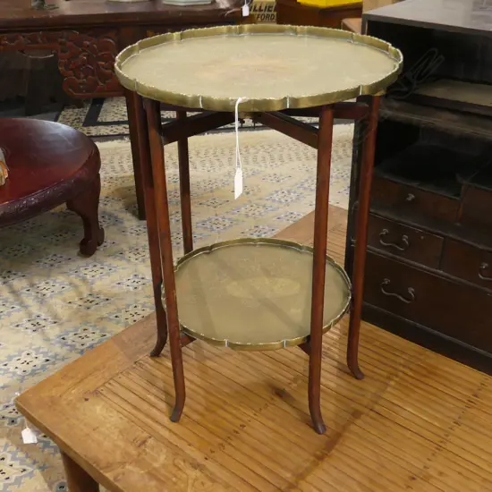 CHINESE BRASS 2 TEIR TABLE 590X 400 MM