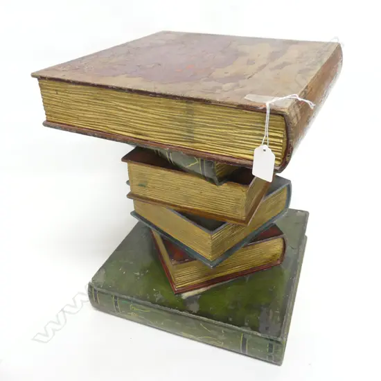 PAINTED WOODEN STACK OF BOOKS SIDE TABLE 330x330x415mm
