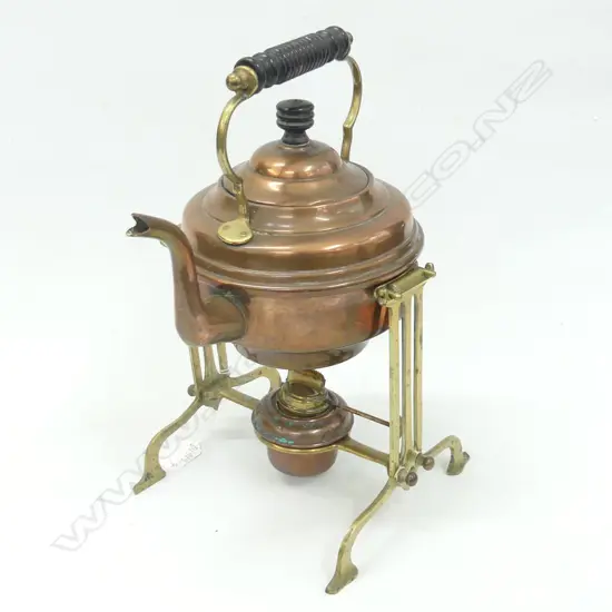 ARTS & CRAFTS OLD BRASS & COPPER SPIRIT KETTLE