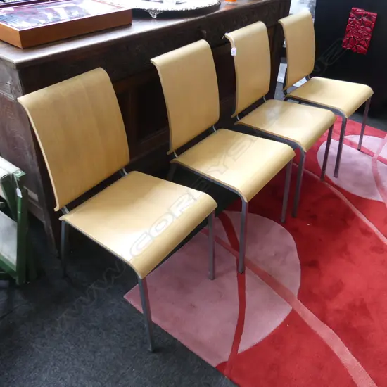 4 CONTEMPORARY BENT PLY DINING CHAIRS - EFFEZETA ITALY