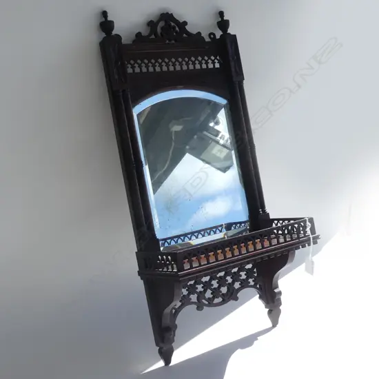 ANTIQUE WOODEN SHELF; EASTLAKE STYLE 650x300mm