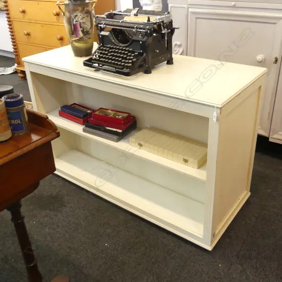 CREAM PAINTED 2 SHELF BOOKCASE W.1180mm