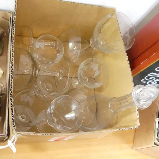 BOX LOT ASST. DRINKING GLASSES ETC