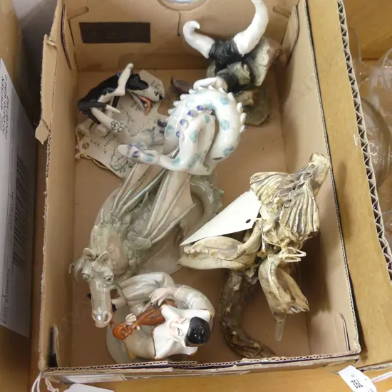 ASST. CERAMIC DRAGONS, CLOWN MUSICIAN, DOG