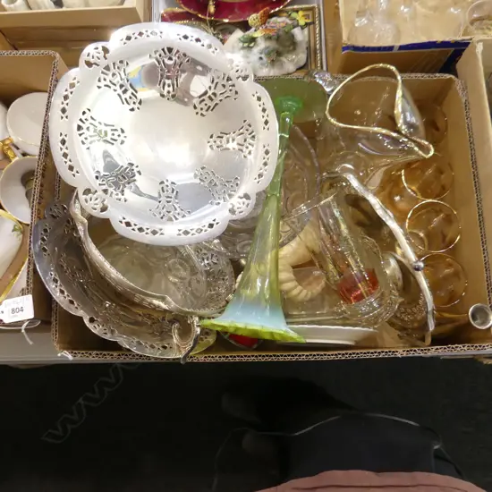 BOX LOT ASST. EP DISHES, CHINA ETC