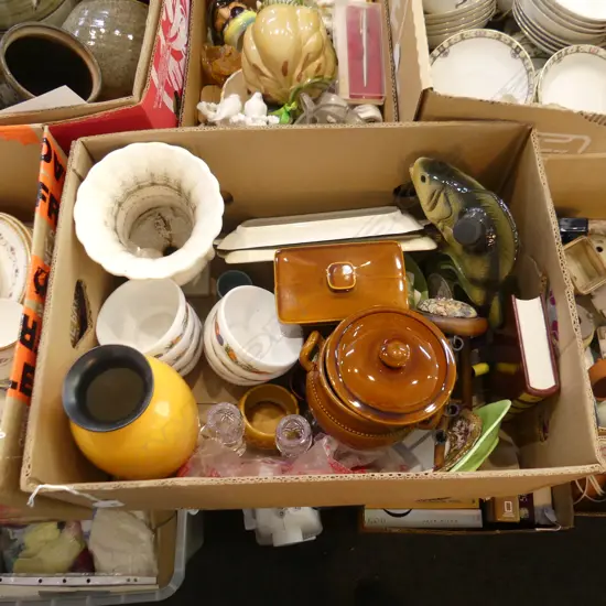 BOX LOT CHINA CRYSTAL ETC