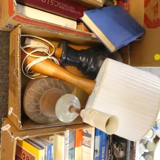 BOX LOT 3 TABLE LAMPS POTTERY ETC