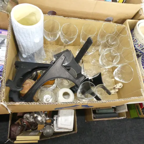 BOX LOT ASST. GLASSWARE ETC