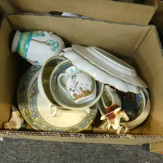 BOX LOT ASST. CHINA; 'AUTUMN' BY LENOX USA, B&G CHICKEN ETC