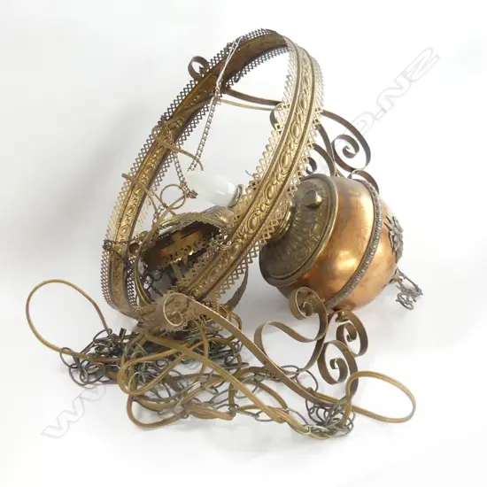 VICTORIAN ELECTRIFIED HANGING KEROSINE LAMP NO SHADE 