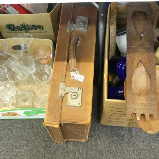 VINTAGE LEATHER SUITCASE 'P.M.M.' W.560mm