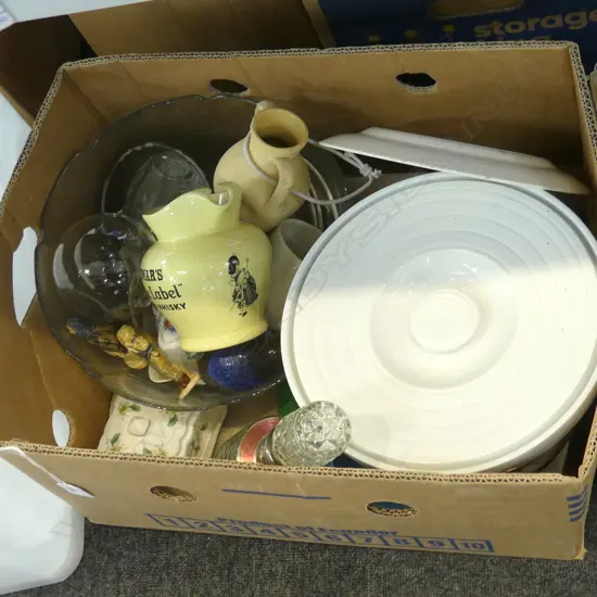 BOX LOT CHINA GLASS CHAMBERPOT ETC