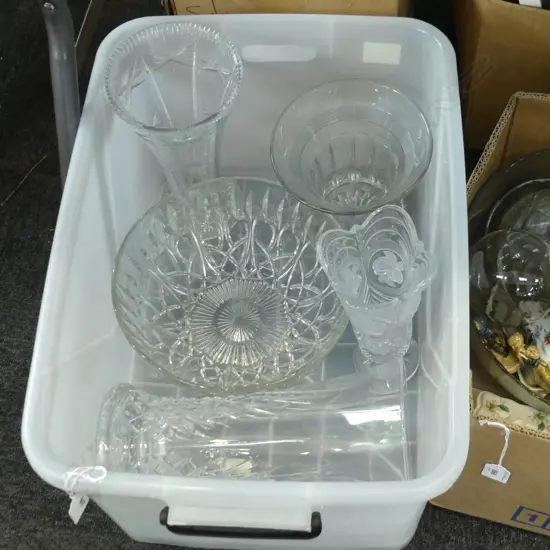 CRATE ASST CUT GLASS & CRYSTAL VASES & BOWL