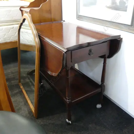 MAHOGANY DROP SIDE TEA TROLLEY 800x500x720mm