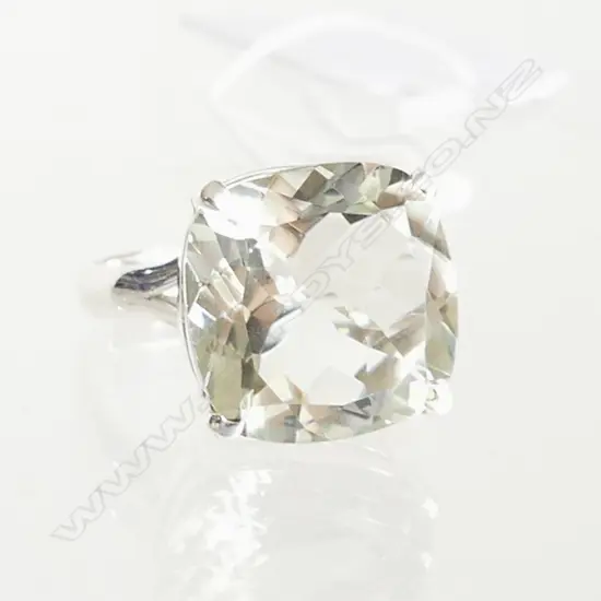 GREEN AMETHYST & 925 SILVER RING SIZE P