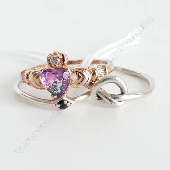 3 RINGS; 1x stamped 10KT not testing as gold + 2x 925 SILVER