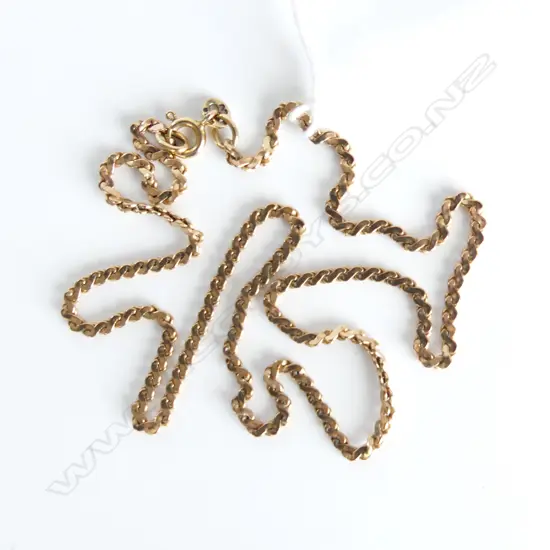 9CT GOLD FLAT SCROLL LINK NECK CHAIN L.400mm 7.38gms