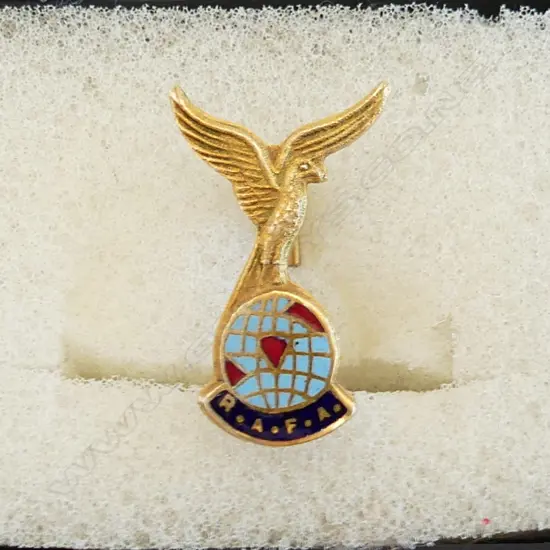9CT GOLD PLATED & ENAMEL  RAFA, ROYAL AIR FORCE PIN, HALLMARKED