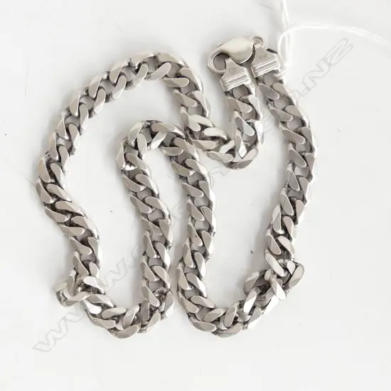 94gm ITALIAN HEAVY SILVER FLAT CURB LINK NECK CHAIN L.500mm