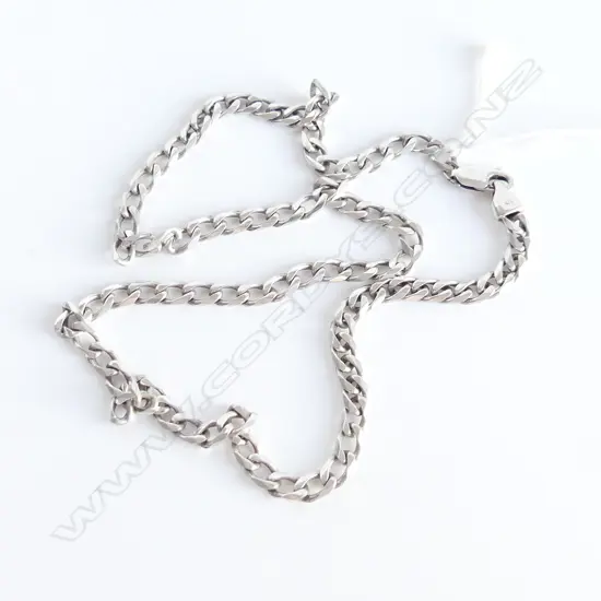 SILVER FLAT CURB LINK NECK CHAIN 23gms
