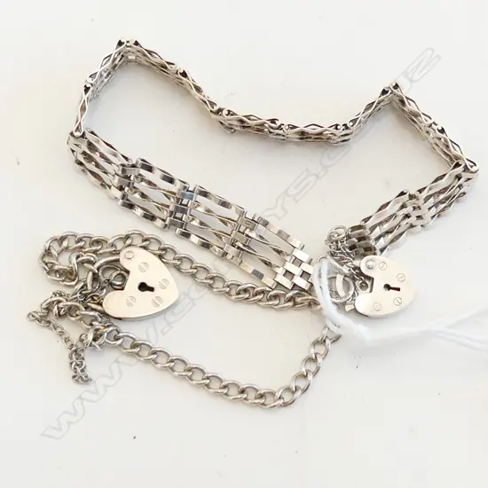 TWO STG SILVER LOCKET BRACELETS