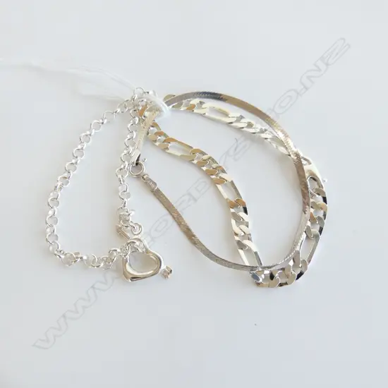 3 ASST 925 SILVER BRACELETS 16.14gms