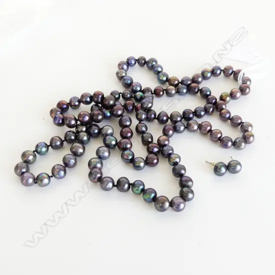 BLACK PEARL NECKLACE & EARRINGS