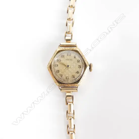 VINTAGE 14CT LADIES WRIST WATCH HEXAGONAL plated strap
