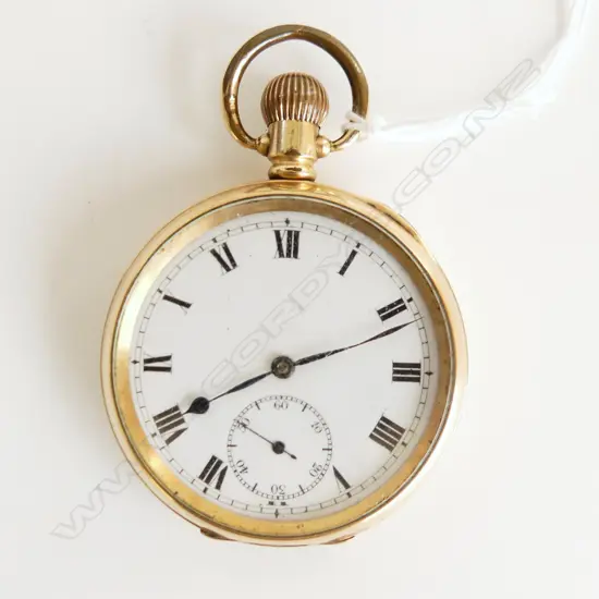 GOLD PLATE OPEN FACE POCKET WATCH running 