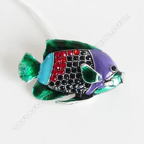 COLOURFUL ENAMEL & GEM SET TROPICAL FISH BROOCH