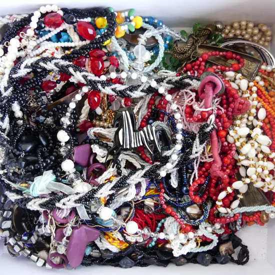 BOX ASST. COSTUME NECKLACES ETC