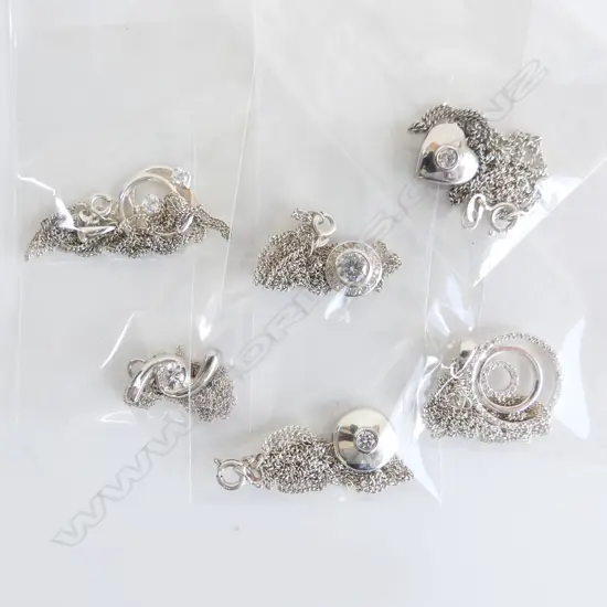 6 925 SILVER & CLEAR GEM NECKLACES