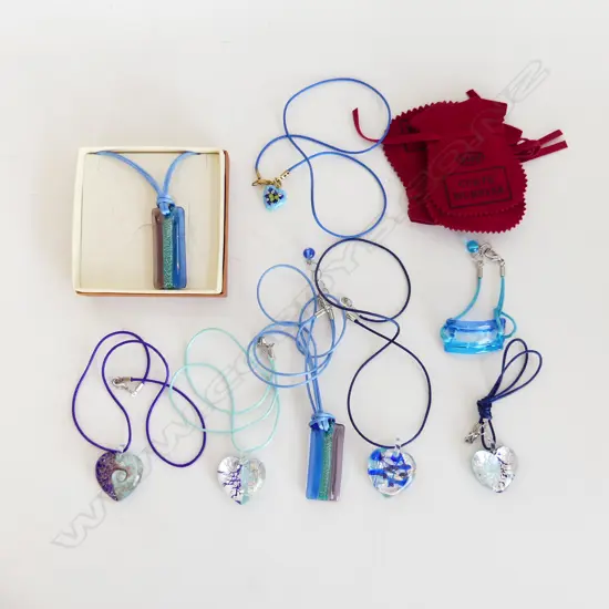 8 BLUE MURANO GLASS PENDANT NECKLACES