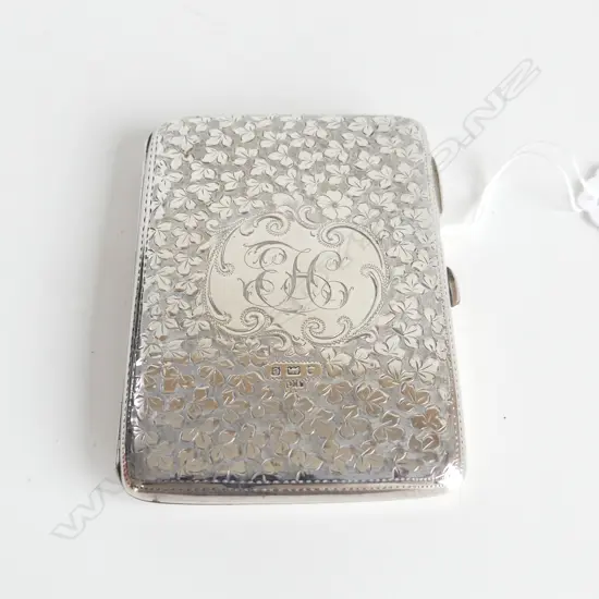 STG SILVER & LEATHER CARD CASE, 93GMS HALLMARKED WITH WEAR)