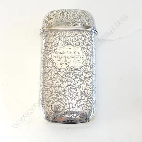 LG HINGED FLIP TOP ENGRAVED STG SILVER CIGAR CASE L. 122mm, 102GMS C1861