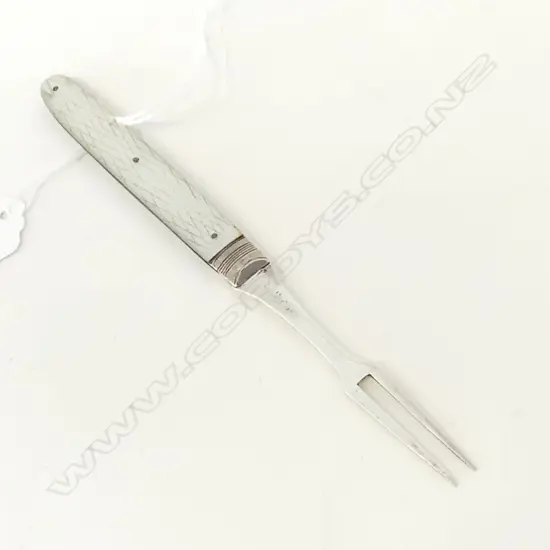 GEORGE III SILVER & MOP FOLDING FORK pickle/olive...