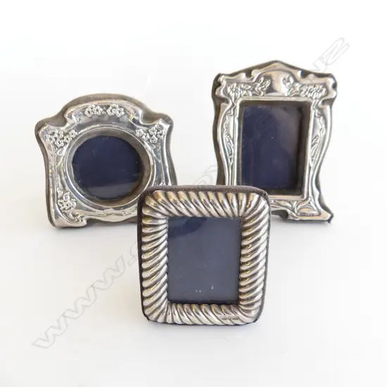 3 STG SILVER PHOTO FRAMES, INCL 2 ART NOUVEAU, (68X80, 97X100, 120X100mm)