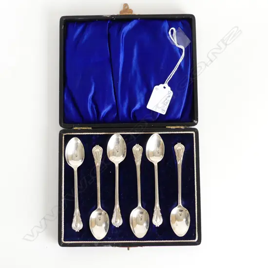 CASED SET 6 COFFEE SPOONS, BIRM. 1938, 59GMS