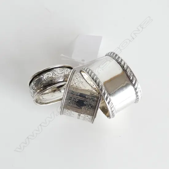 3 ASST STG SILVER NAPKIN RINGS 68GMS 