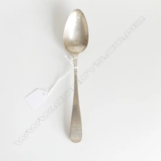 STG SILVER TABLESPOON, EDINBURGH 1809, ENGRAVED WITH SWAN & 'BE MINDFUL' , 61GMS