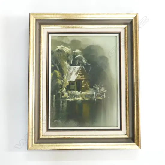 BRIAN BAXTER (b. 1949 NZ) 'SEASIDE SHACK' OIL ON BOARD 285x210mm