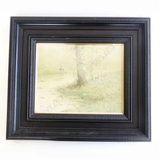 SIGNED LANDSCAPE OIL ON CANVAS - BLACK FRAME - 295x375mm