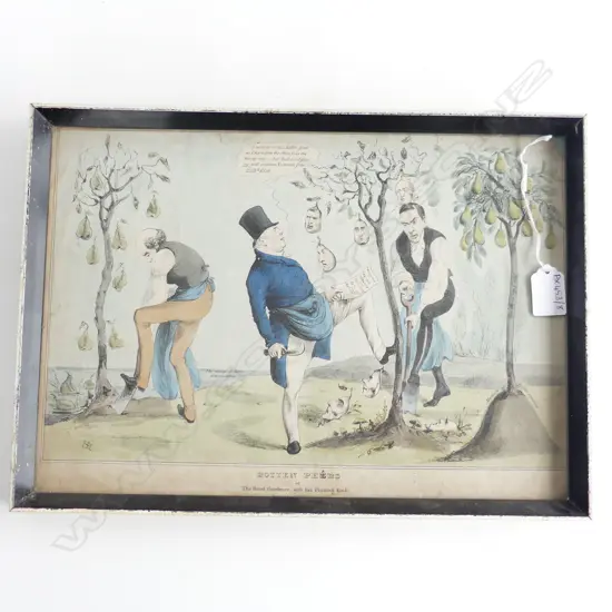 19thC POLITICAL CARTOON 'ROTTEN PEARS / PEERS' 260x380mm