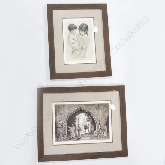 2 DAVID WILLIS PRINTS; NORTH AFRICAN SCENE 40/50 225x320mm, MOTHER & CHILD 26/50 260x175mm